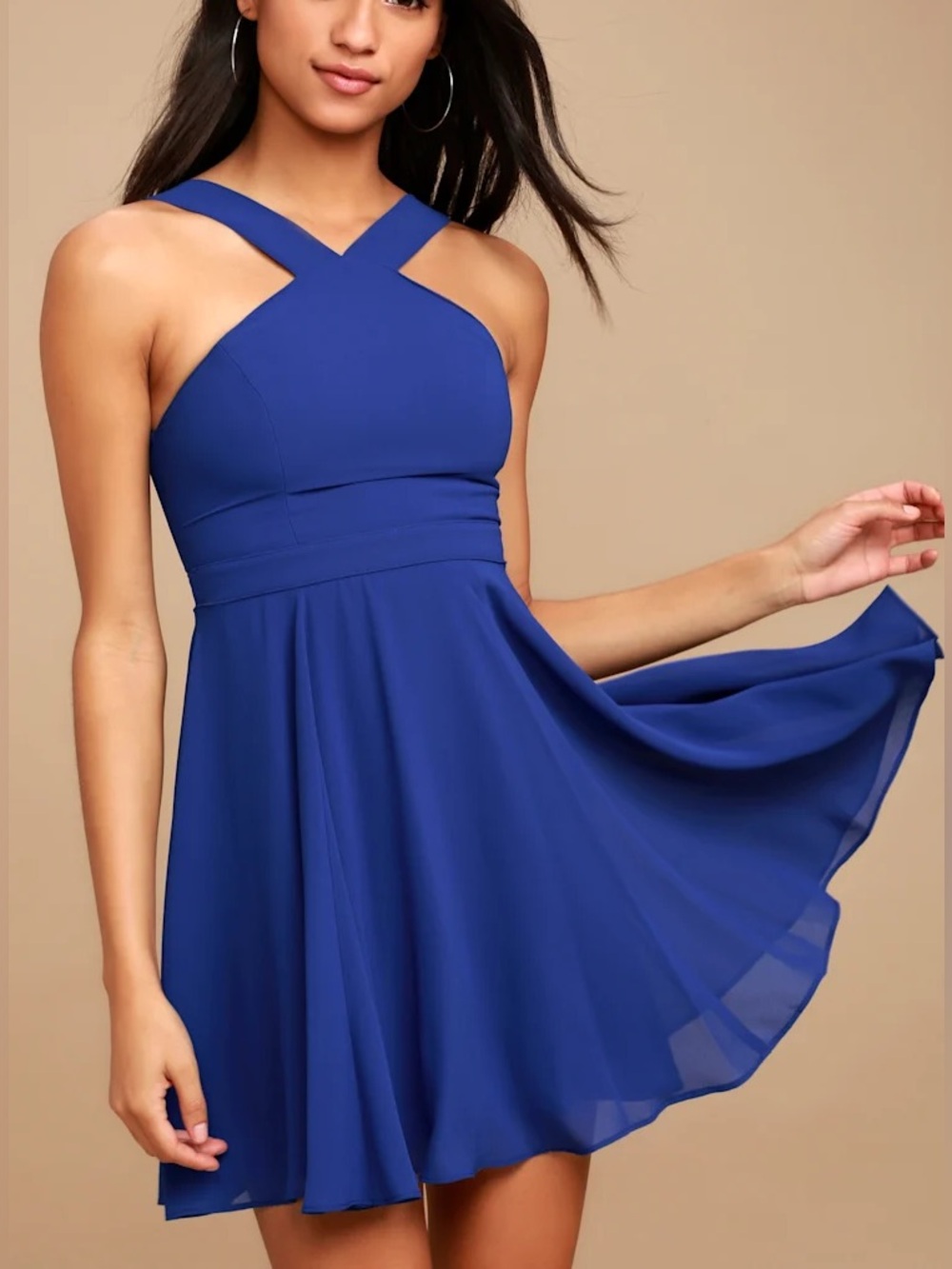 LULUS Forevermore Royal Blue Skater Dress Size S NWT